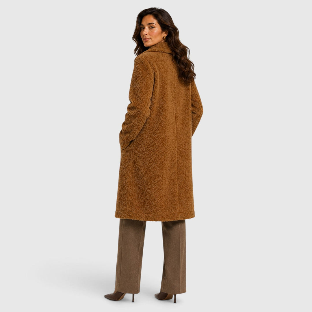 Women's Casual Long Teddy Fleece Coat with Button Front