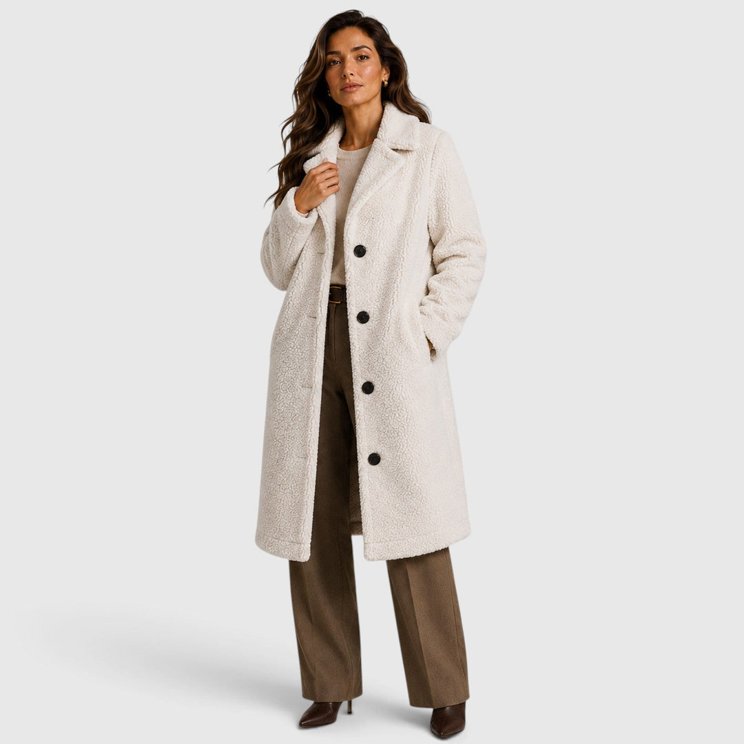 Women's Casual Long Teddy Fleece Coat with Button Front