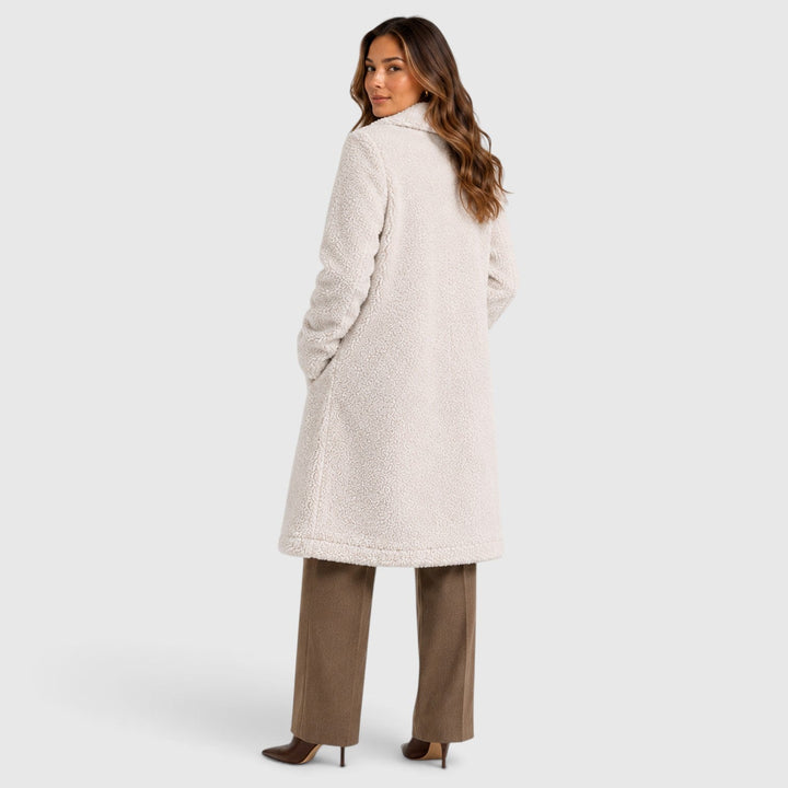 Women's Casual Long Teddy Fleece Coat with Button Front