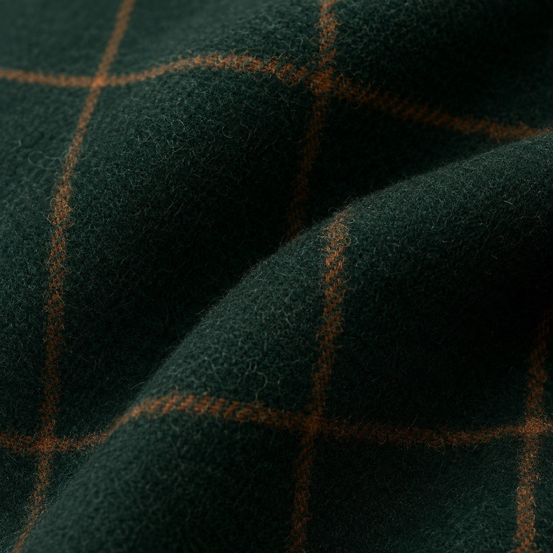 Women's Classic Wool Blend Mid-Length Plaid Coat with Lapel
