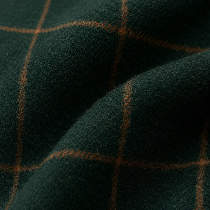 Women's Classic Wool Blend Mid-Length Plaid Coat with Lapel