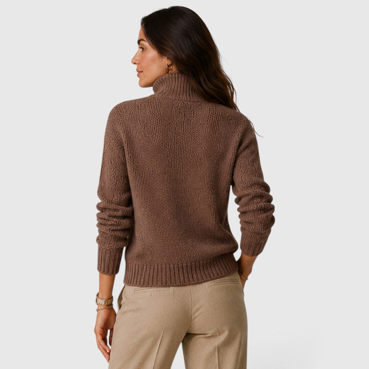 Women's Oversized Knit Half Zip Sweater with Stand-Up Collar