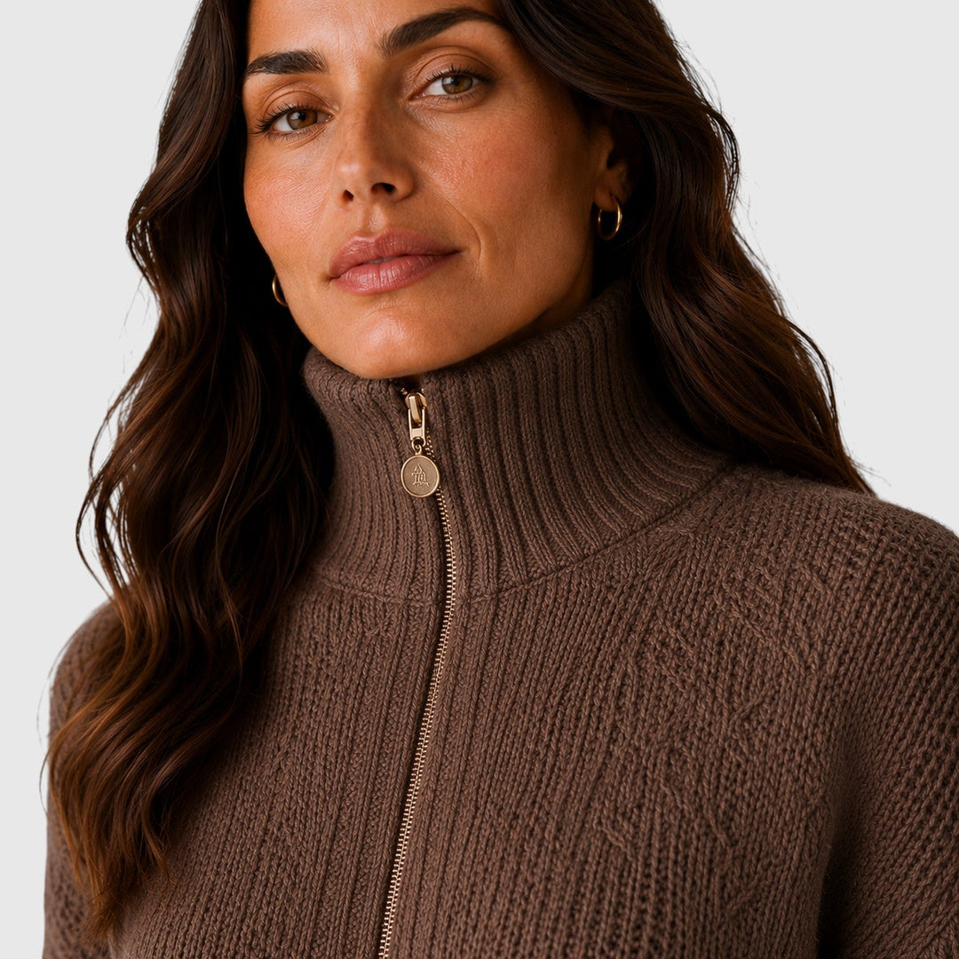 Women's Oversized Knit Half Zip Sweater with Stand-Up Collar