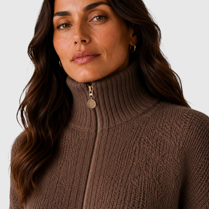 Women's Oversized Knit Half Zip Sweater with Stand-Up Collar