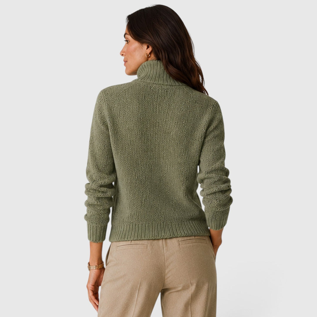 Women's Oversized Knit Half Zip Sweater with Stand-Up Collar