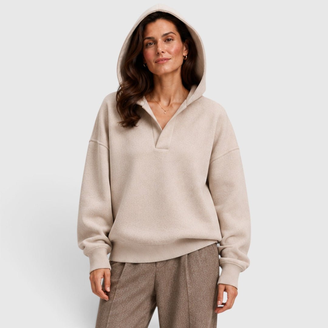 Women's Casual Oversized Cotton Pullover Hoodie with Open Neck