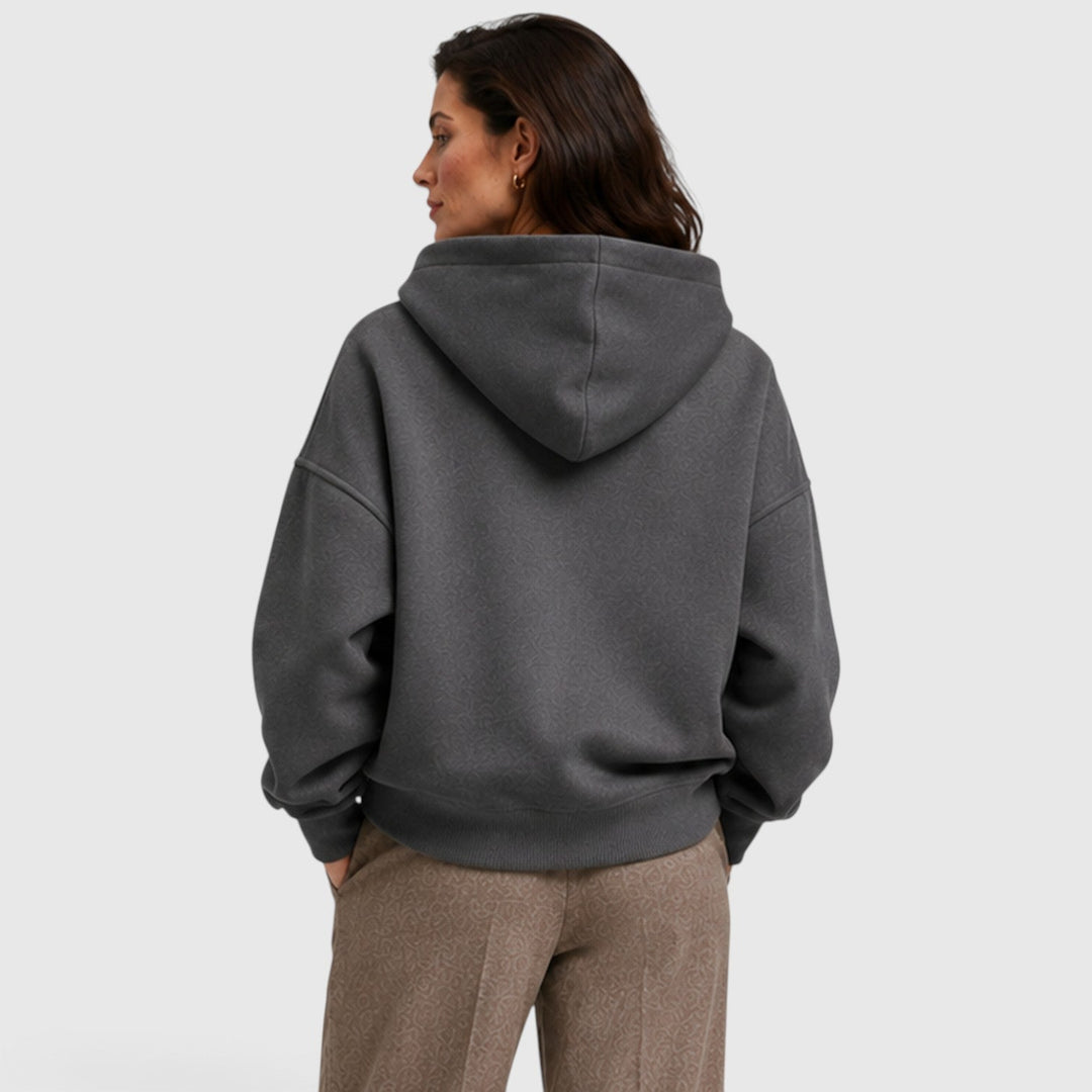 Women's Casual Oversized Cotton Pullover Hoodie with Open Neck
