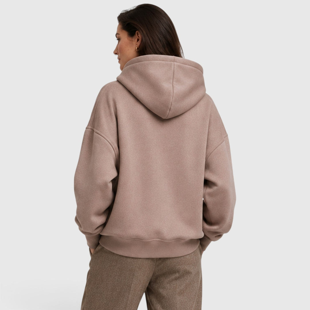 Women's Casual Oversized Cotton Pullover Hoodie with Open Neck