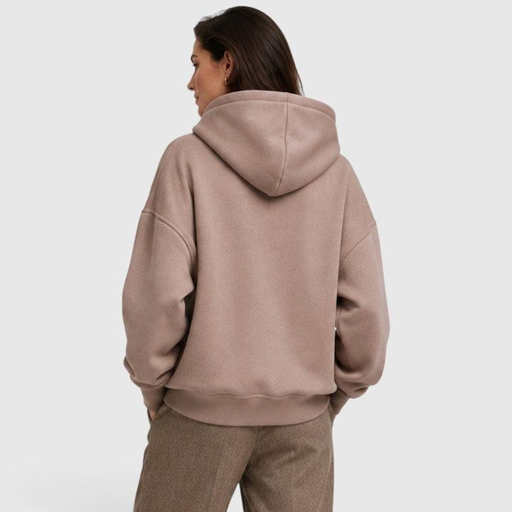 Women's Casual Oversized Cotton Pullover Hoodie with Open Neck
