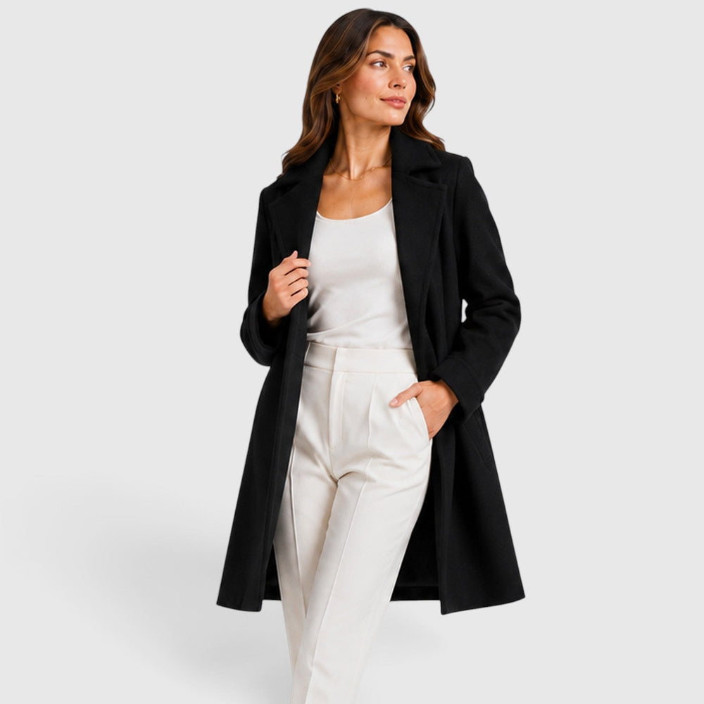 Women's Elegant Slim Fit Belted Lapel Jacket