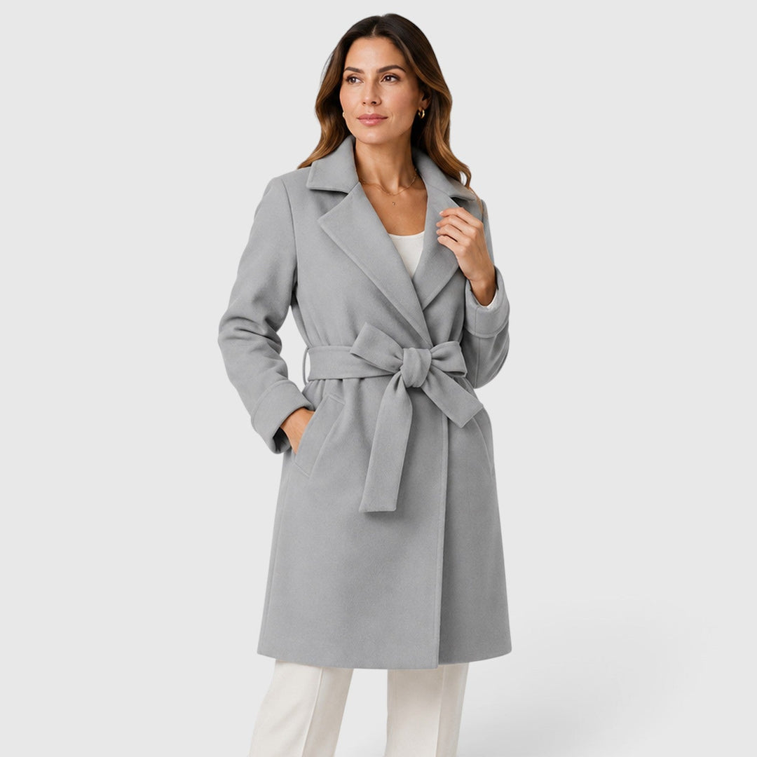 Women's Elegant Slim Fit Belted Lapel Jacket