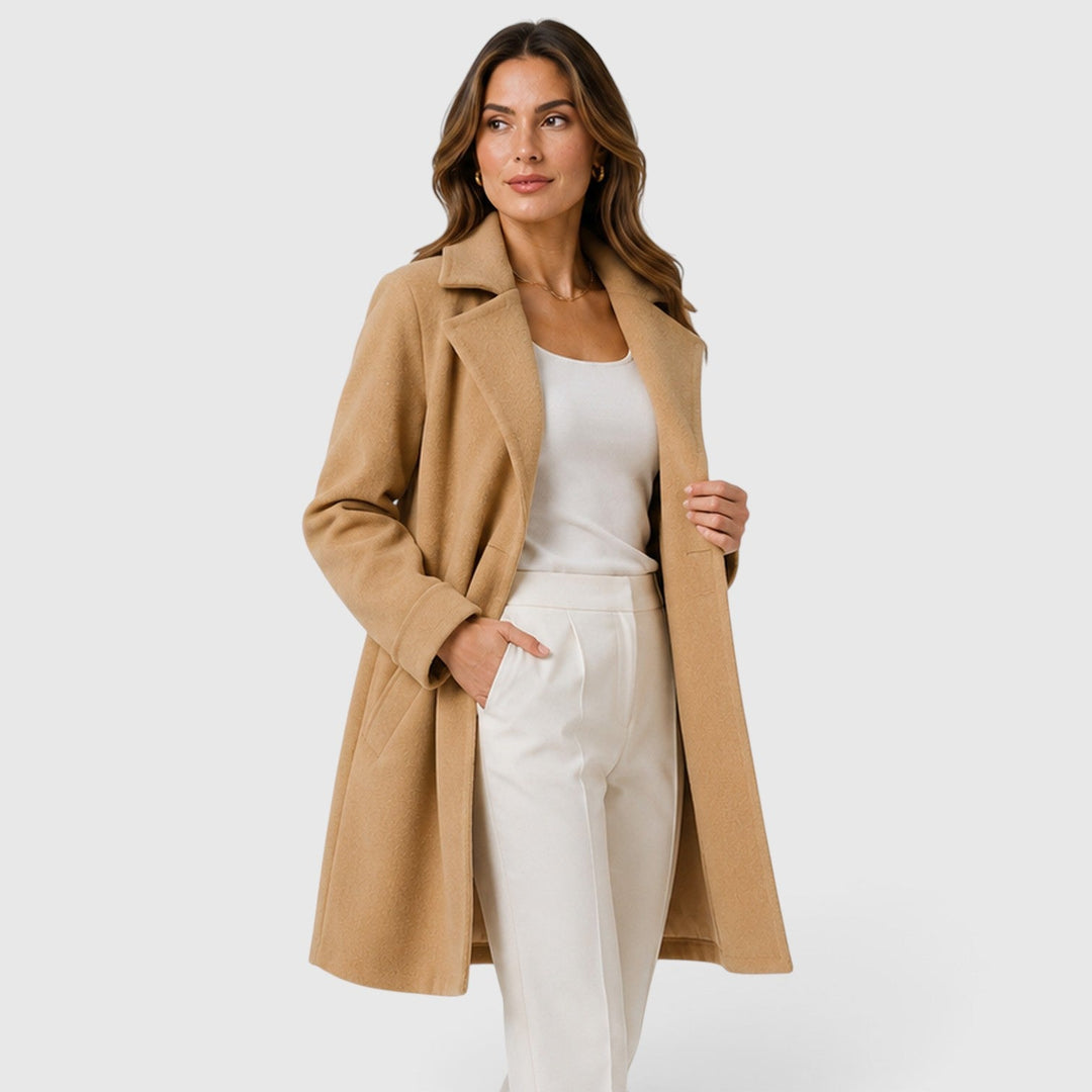 Women's Elegant Slim Fit Belted Lapel Jacket