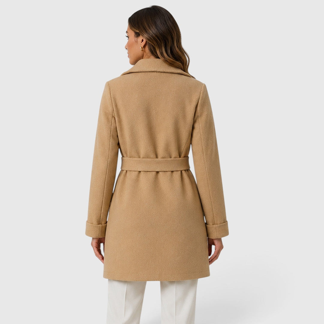 Women's Elegant Slim Fit Belted Lapel Jacket
