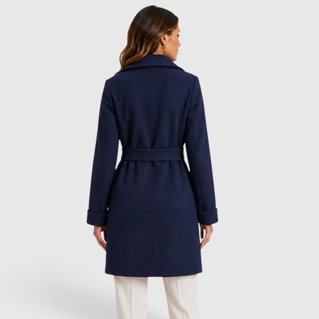 Women's Elegant Slim Fit Belted Lapel Jacket