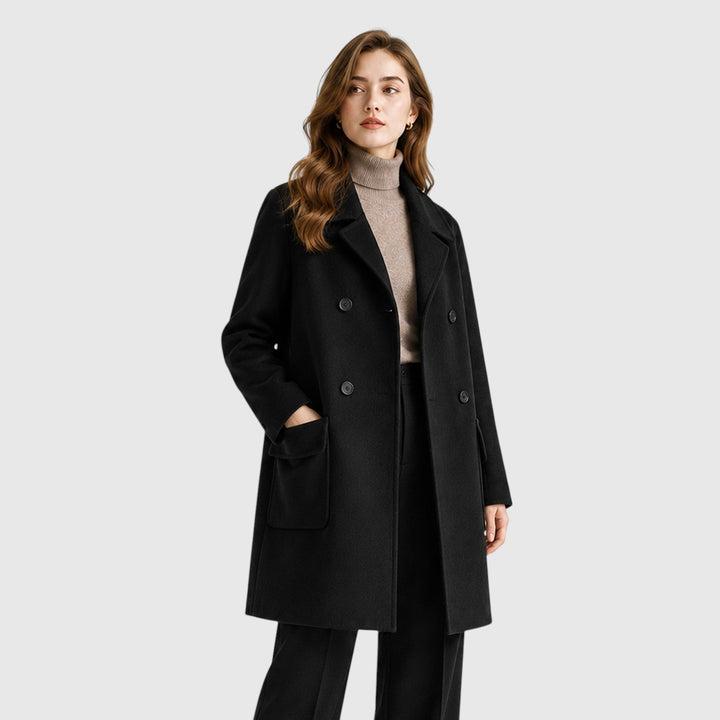 Women's Slim Fit Wool Blend Mid-Length Coat