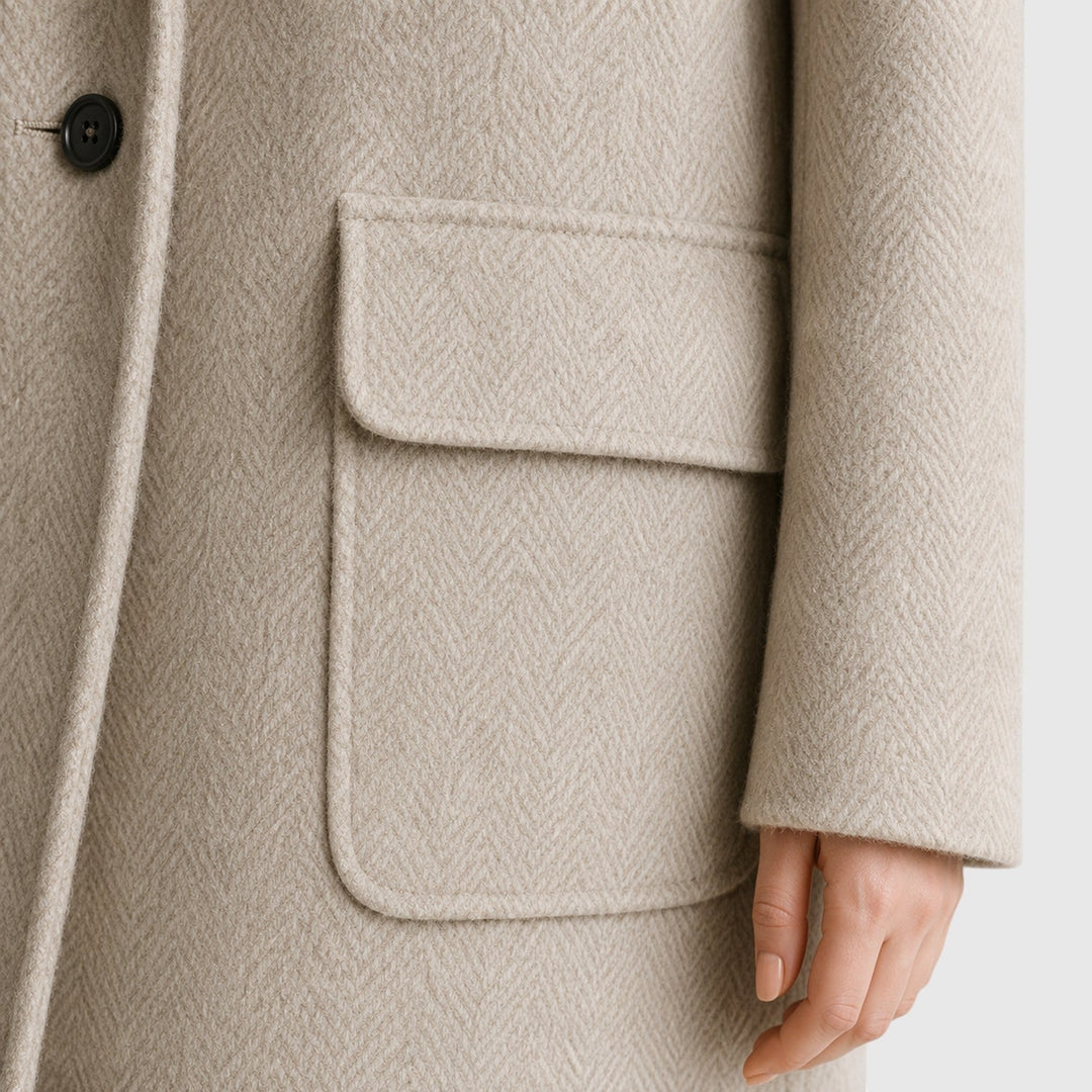 Women's Slim Fit Wool Blend Mid-Length Coat