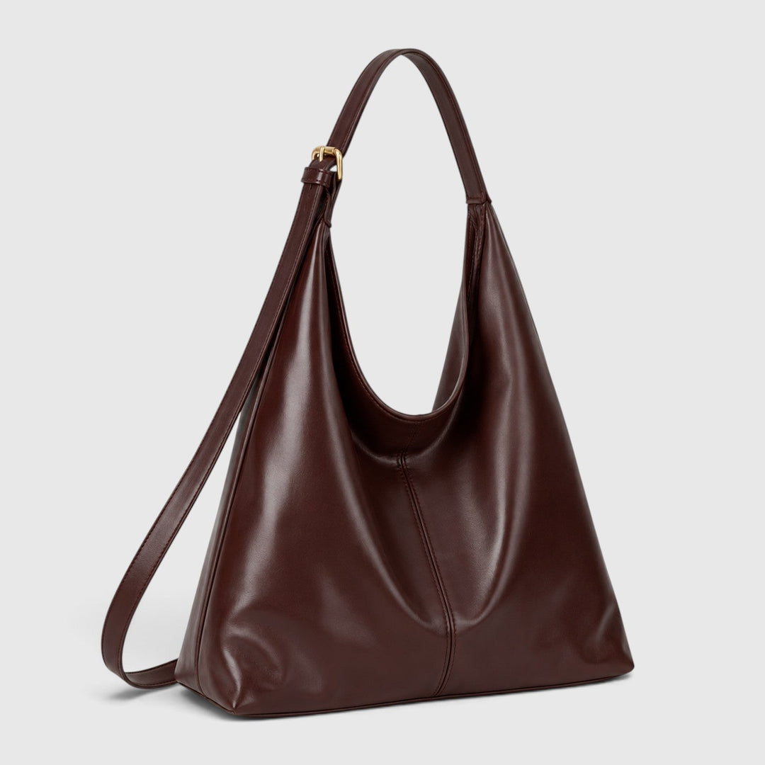 Women's Minimalist Leather Slouchy Hobo Shoulder Bag