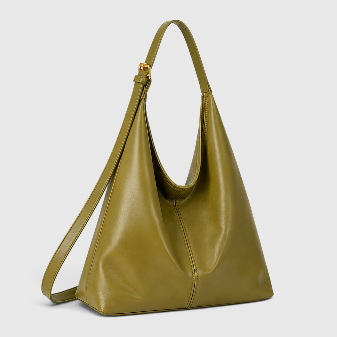 Women's Minimalist Leather Slouchy Hobo Shoulder Bag
