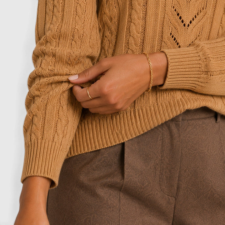 Women's Soft Cable Knit Crew Neck Sweater