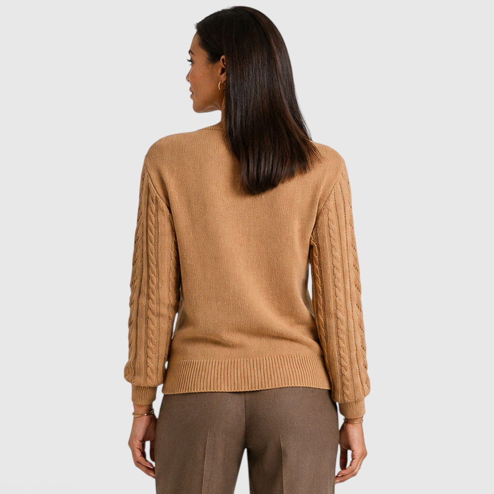 Women's Soft Cable Knit Crew Neck Sweater