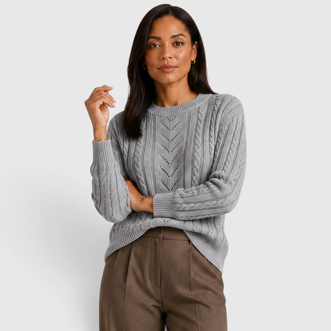 Women's Soft Cable Knit Crew Neck Sweater