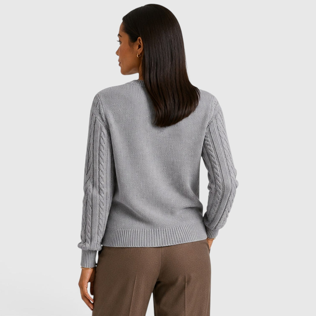 Women's Soft Cable Knit Crew Neck Sweater