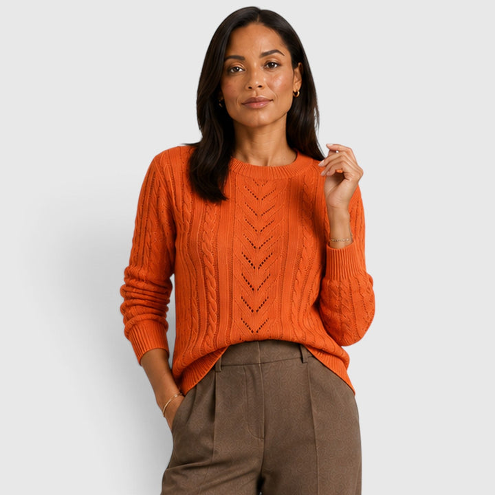Women's Soft Cable Knit Crew Neck Sweater