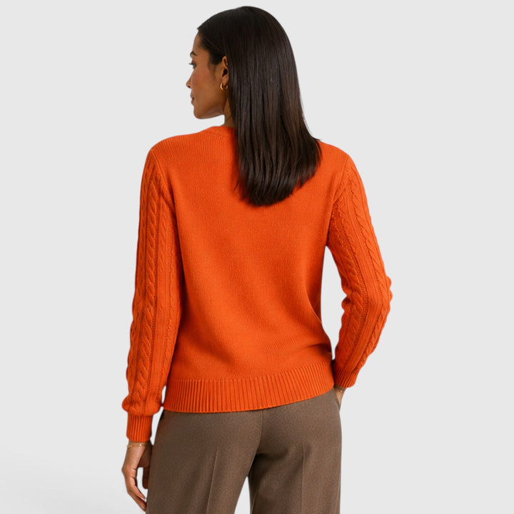 Women's Soft Cable Knit Crew Neck Sweater