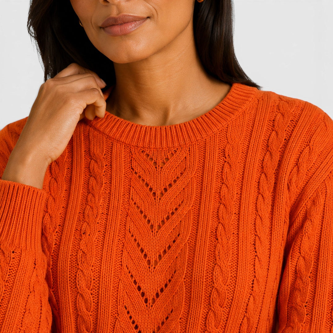 Women's Soft Cable Knit Crew Neck Sweater