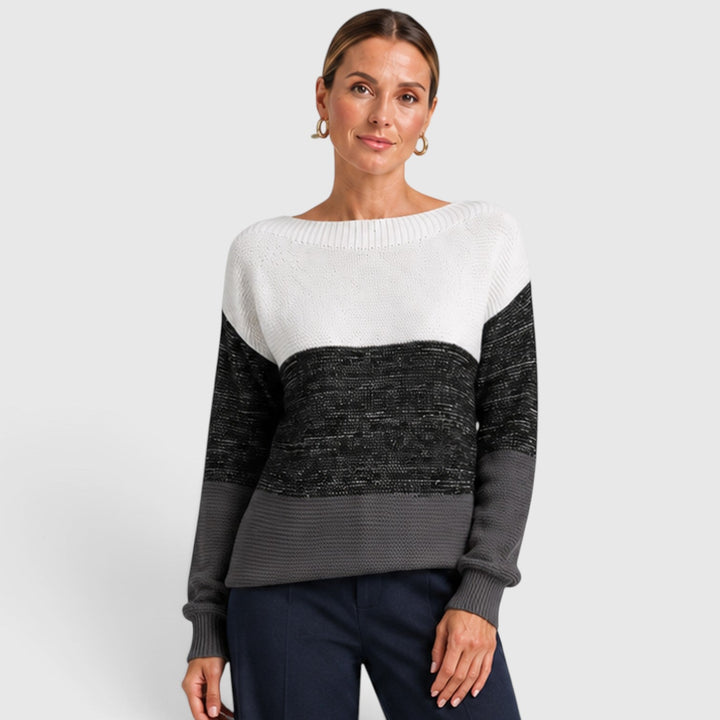 Women's Casual Soft Knit Colour Block Sweater