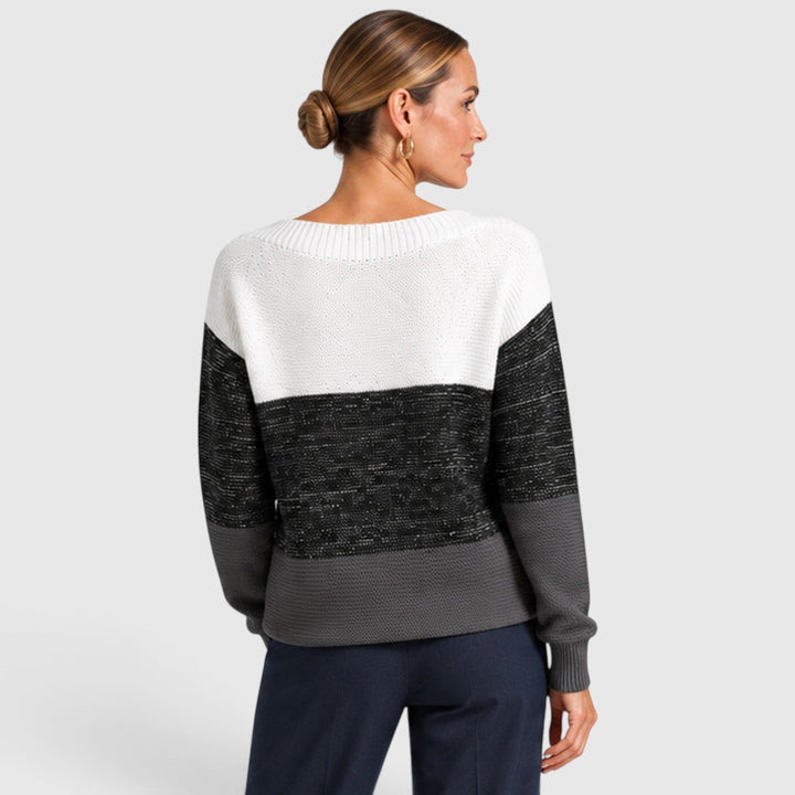 Women's Casual Soft Knit Colour Block Sweater