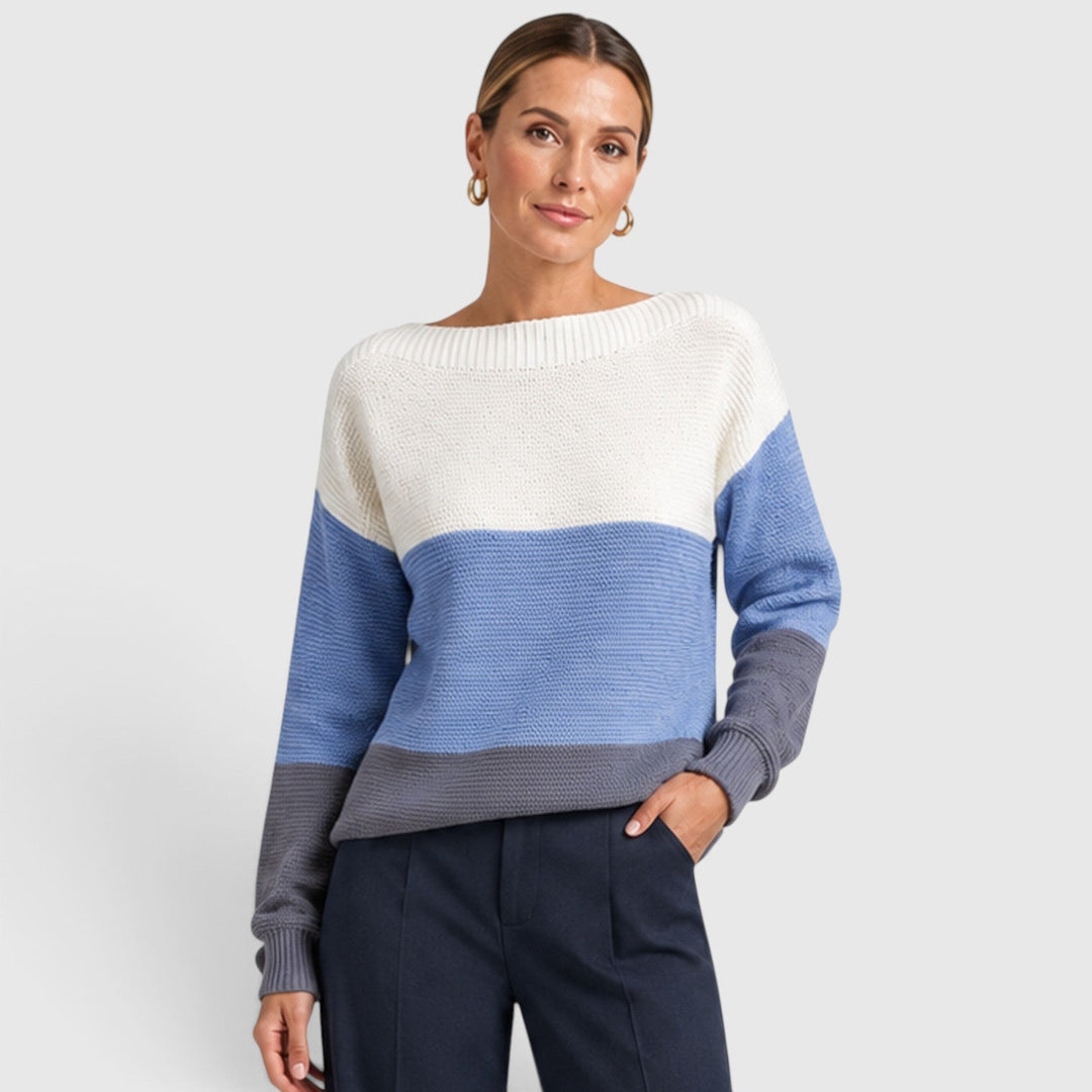 Women's Casual Soft Knit Colour Block Sweater