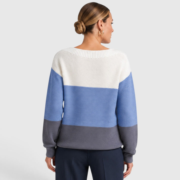 Women's Casual Soft Knit Colour Block Sweater