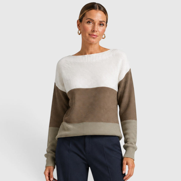 Women's Casual Soft Knit Colour Block Sweater