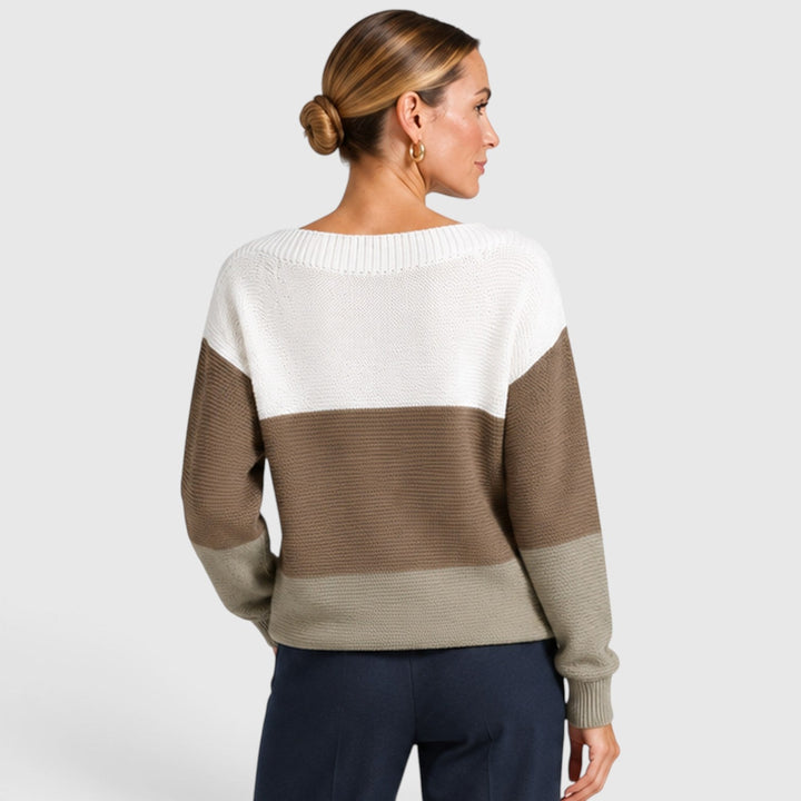 Women's Casual Soft Knit Colour Block Sweater