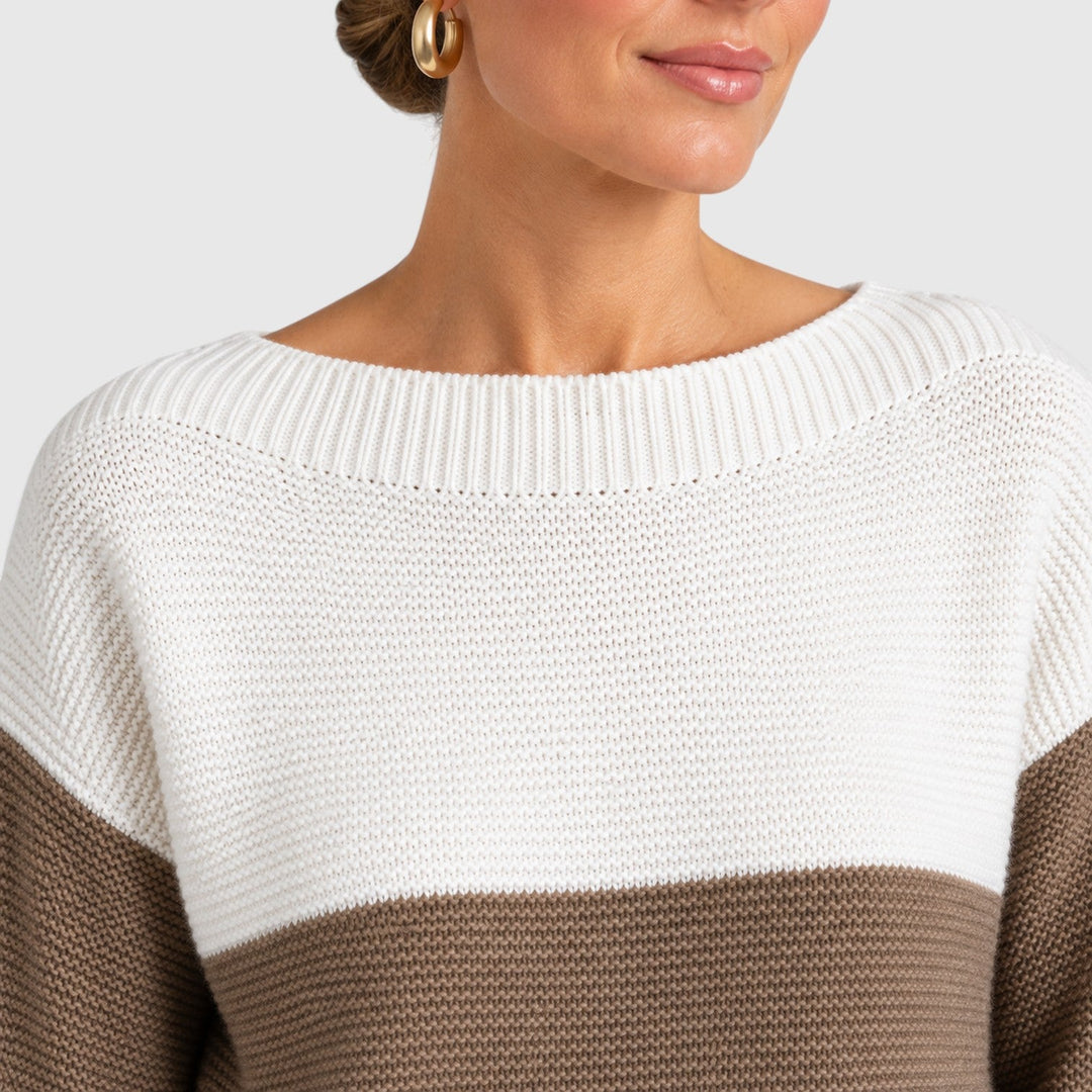 Women's Casual Soft Knit Colour Block Sweater