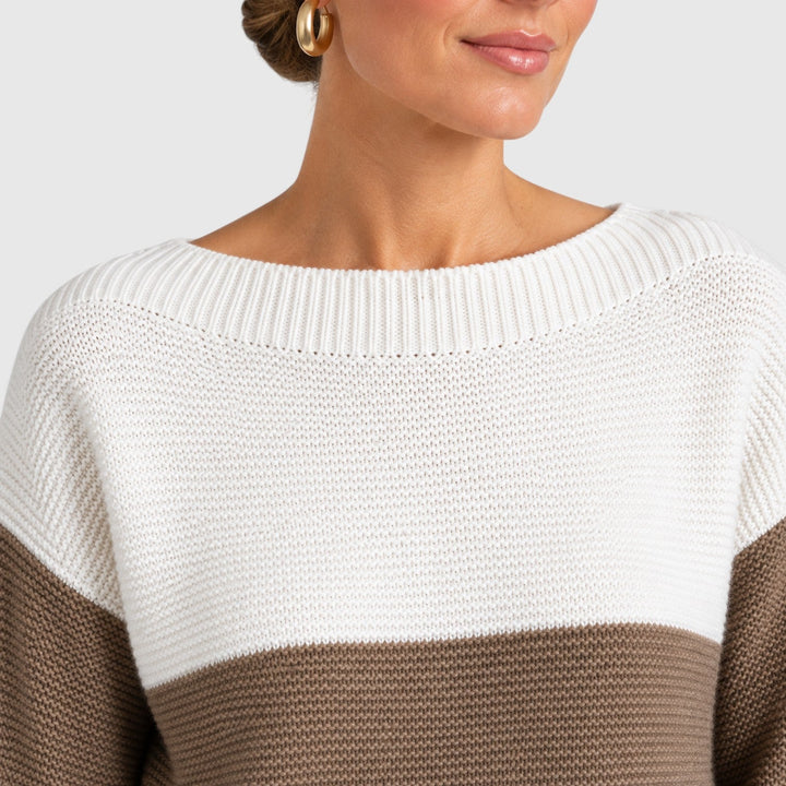 Women's Casual Soft Knit Colour Block Sweater