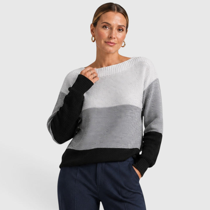 Women's Casual Soft Knit Colour Block Sweater