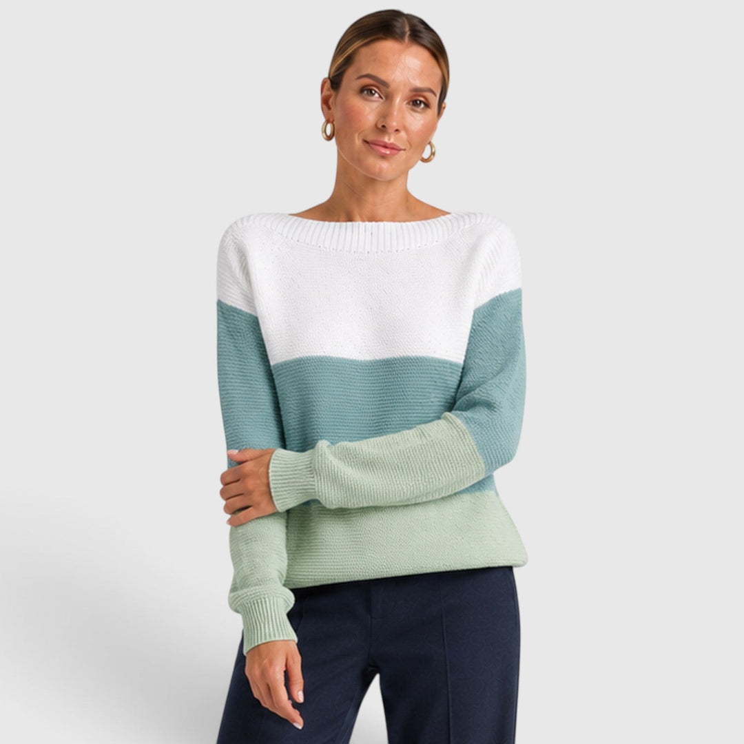 Women's Casual Soft Knit Colour Block Sweater