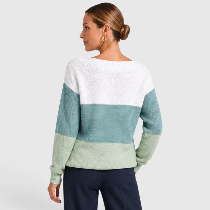 Women's Casual Soft Knit Colour Block Sweater