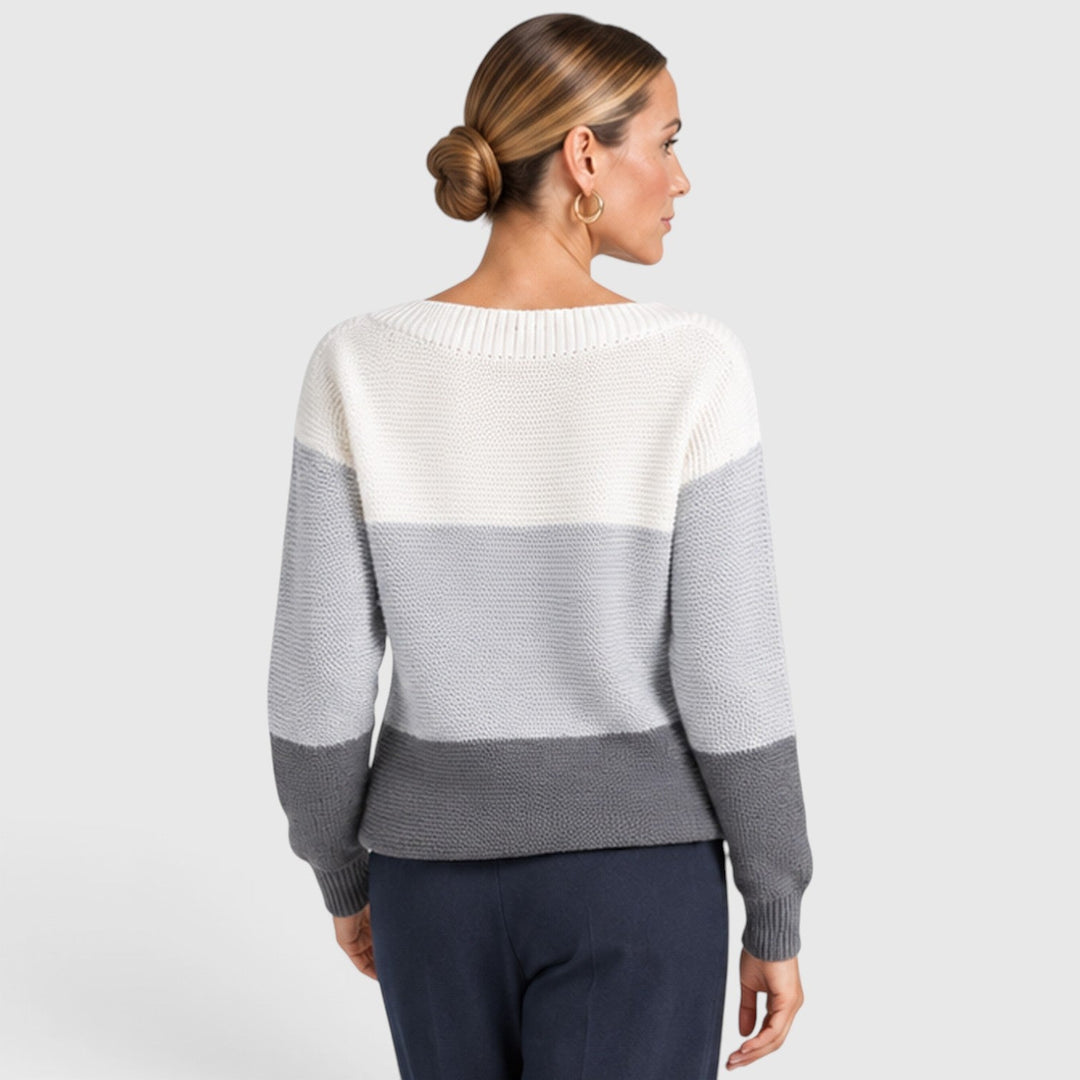 Women's Casual Soft Knit Colour Block Sweater