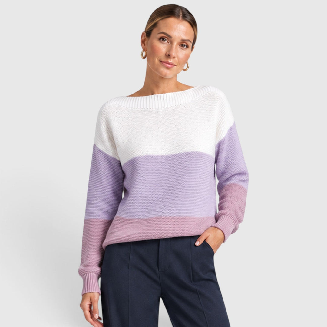 Women's Casual Soft Knit Colour Block Sweater