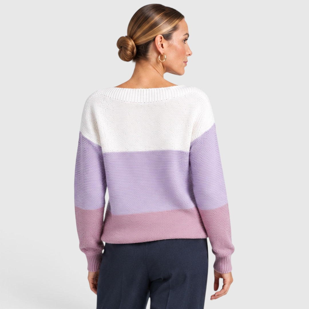 Women's Casual Soft Knit Colour Block Sweater