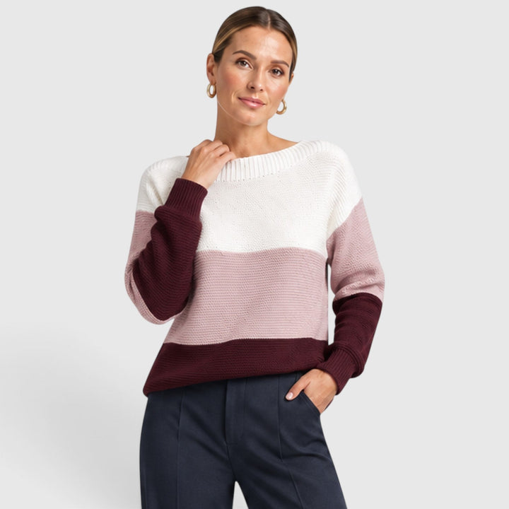 Women's Casual Soft Knit Colour Block Sweater