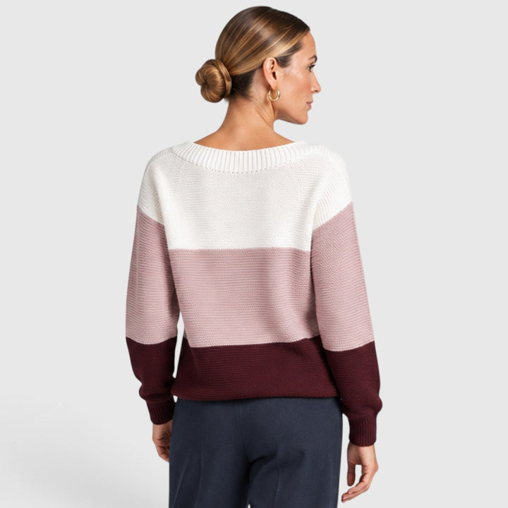Women's Casual Soft Knit Colour Block Sweater
