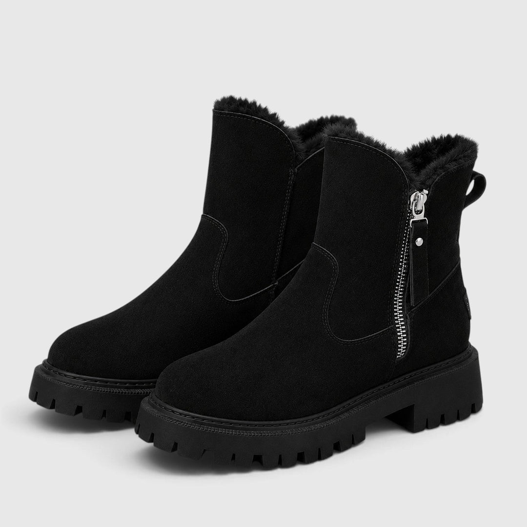 Women's Stylish Suede Ankle Boots with Faux Fur Lining