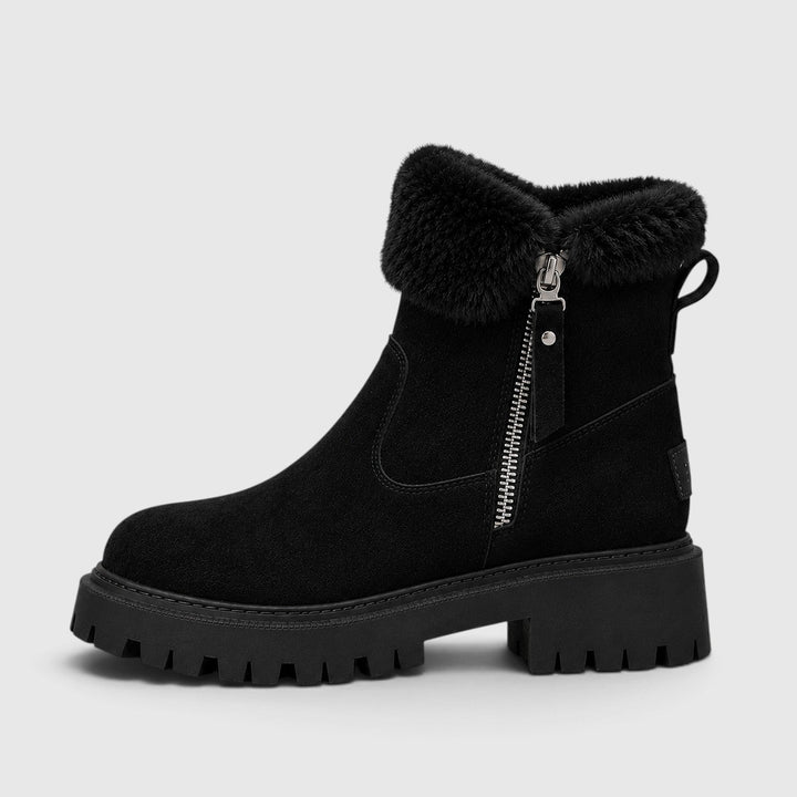 Women's Stylish Suede Ankle Boots with Faux Fur Lining