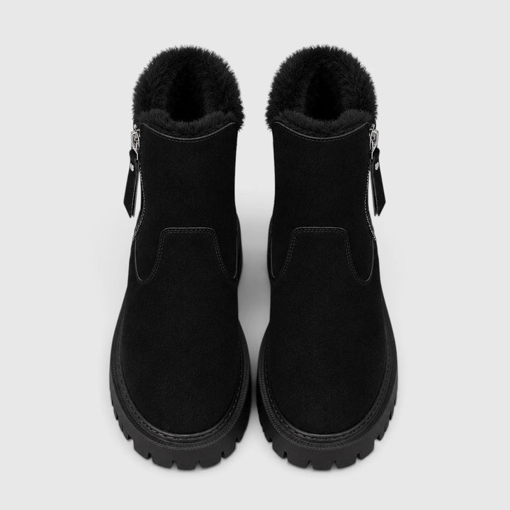 Women's Stylish Suede Ankle Boots with Faux Fur Lining