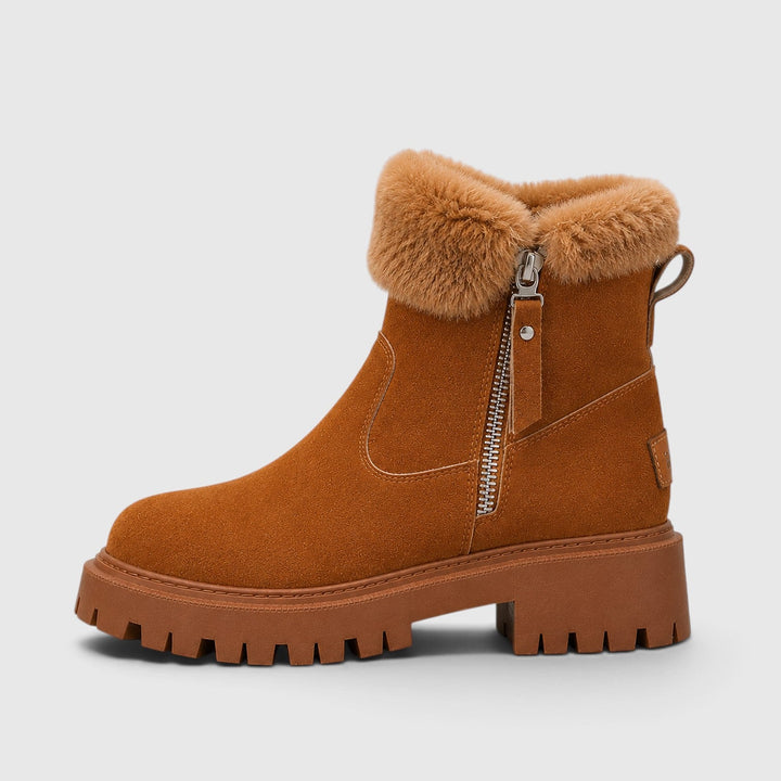 Women's Stylish Suede Ankle Boots with Faux Fur Lining