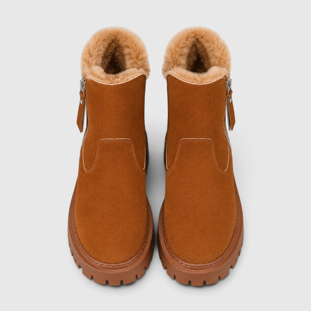 Women's Stylish Suede Ankle Boots with Faux Fur Lining